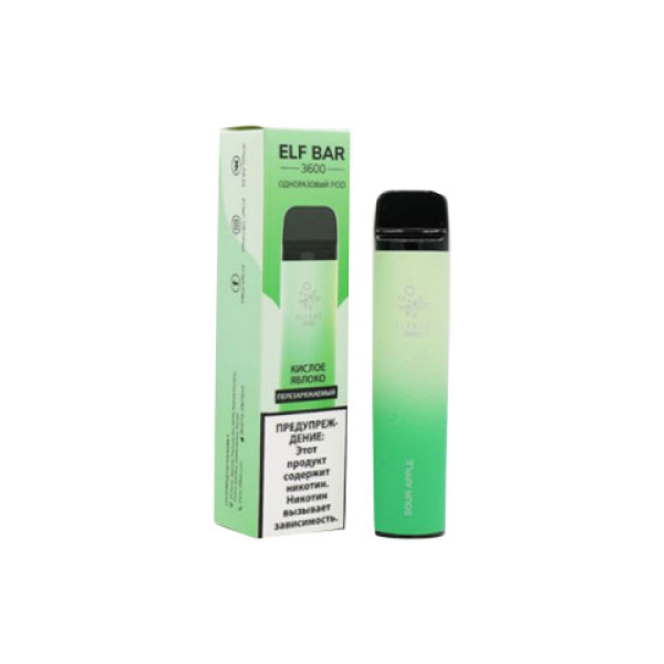 Elfbar (3600 (Кислое яблоко)), 3600 тяг в Магадане