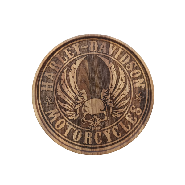 ХукаСтол Поднос Harley Davidson (Коричневый, Бук) для кальяна в Магадане