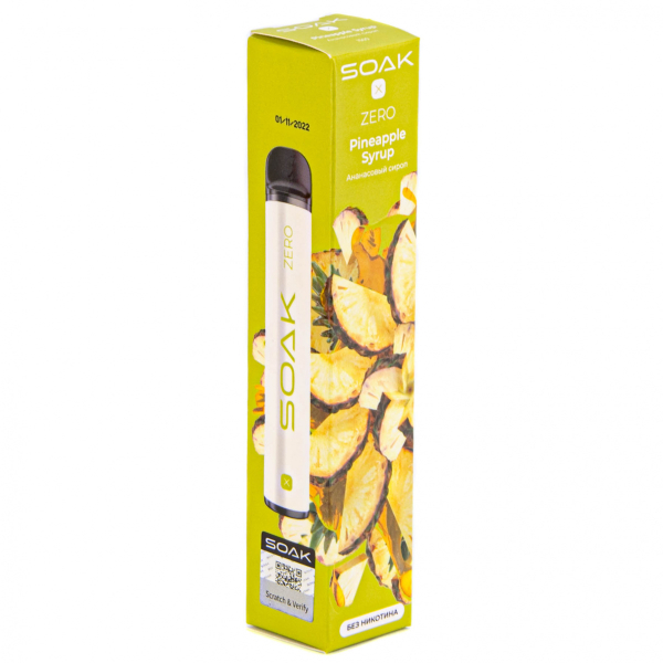 SOAK X ZERO Pineapple syrup 1500 затяжек (без никотина) в Магадане