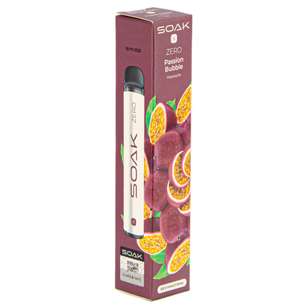 SOAK X ZERO Passion bubble 1500 затяжек (без никотина) в Магадане