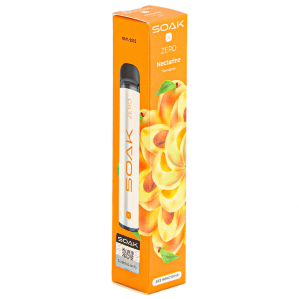 SOAK X ZERO Nectarine 1500 затяжек (без никотина) в Магадане