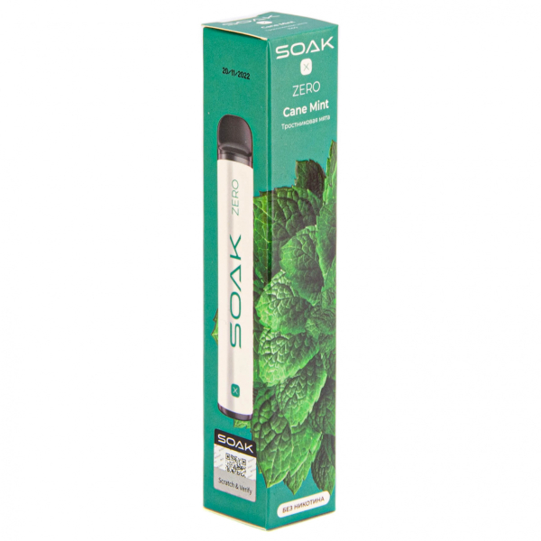 SOAK X ZERO Cane mint 1500 затяжек (без никотина) в Магадане