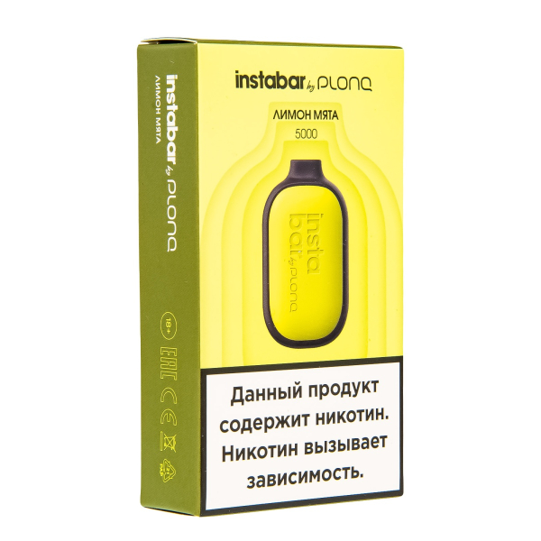 Plonq Instabar Лимон Мята (5000 Затяжек) 20 Мг в Магадане