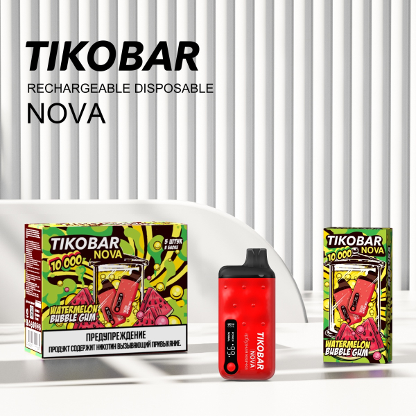 Электронка Tikobar Nova Арбузная Жвачка 10000 Затяжек в Магадане