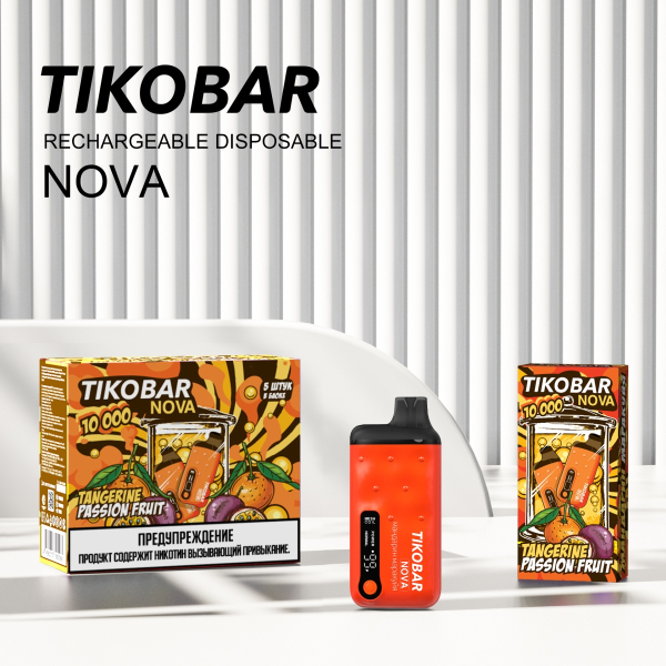 Электронка Tikobar Nova Мандарин Маракуйя 10000 Затяжек в Магадане