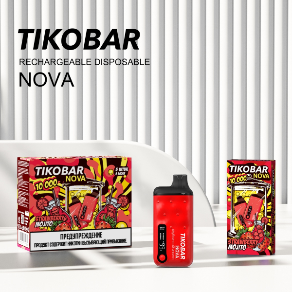 Электронка Tikobar Nova Клубничный Мохито 10000 Затяжек в Магадане