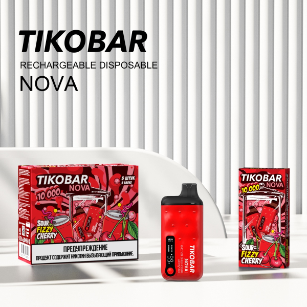 Электронка Tikobar Nova Кислая Вишневая Шипучка 10000 Затяжек в Магадане