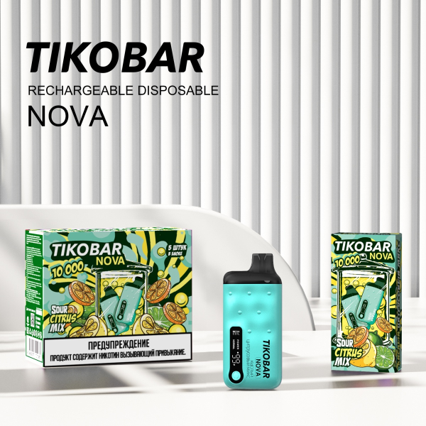 Электронка Tikobar Nova Кислый Цитрусовый Микс 10000 Затяжек в Магадане
