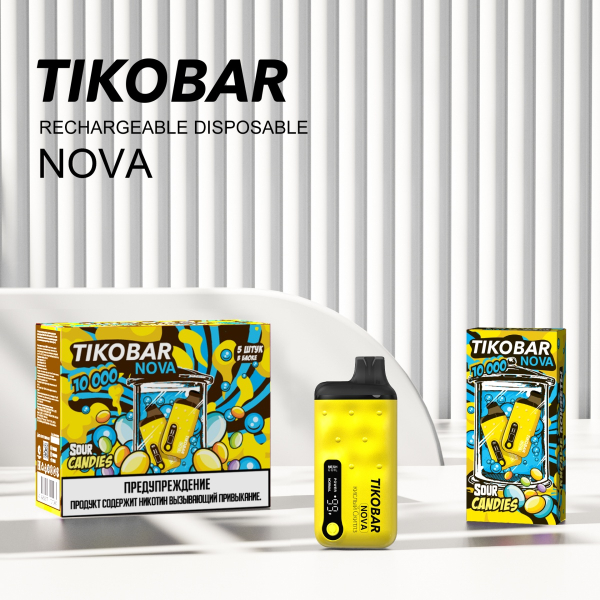 Электронка Tikobar Nova Кислые Конфеты 10000 Затяжек в Магадане