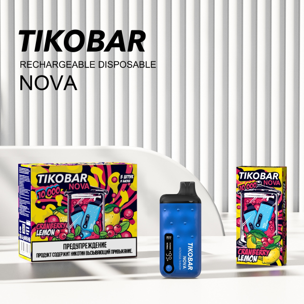 Электронка Tikobar Nova Клюква Лимон 10000 Затяжек в Магадане