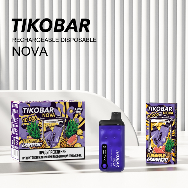 Электронка Tikobar Nova Ананас Грейпфрут 10000 Затяжек в Магадане