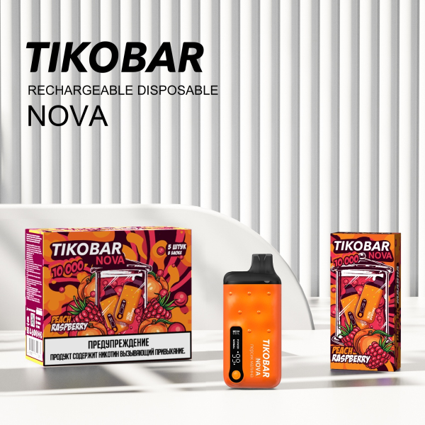 Электронка Tikobar Nova Персик Малина 10000 Затяжек в Магадане