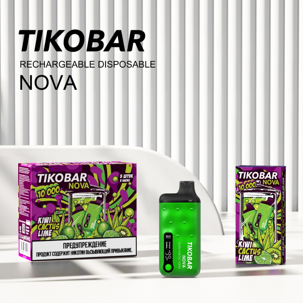 Электронка Tikobar Nova Киви Кактус Лайм 10000 Затяжек в Магадане