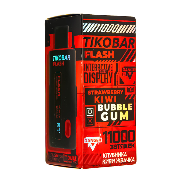 Электронка Tikobar Flash Клубника Киви Жвачка 11000 Затяжек в Магадане