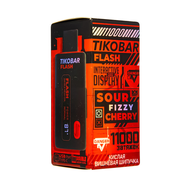 Электронка Tikobar Flash Кислая Вишнёвая Шипучка 11000 Затяжек в Магадане