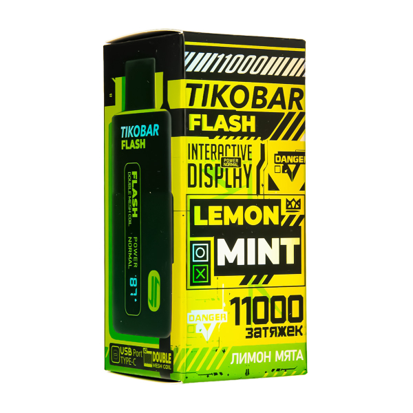 Электронка Tikobar Flash Лимон Мята 11000 Затяжек в Магадане
