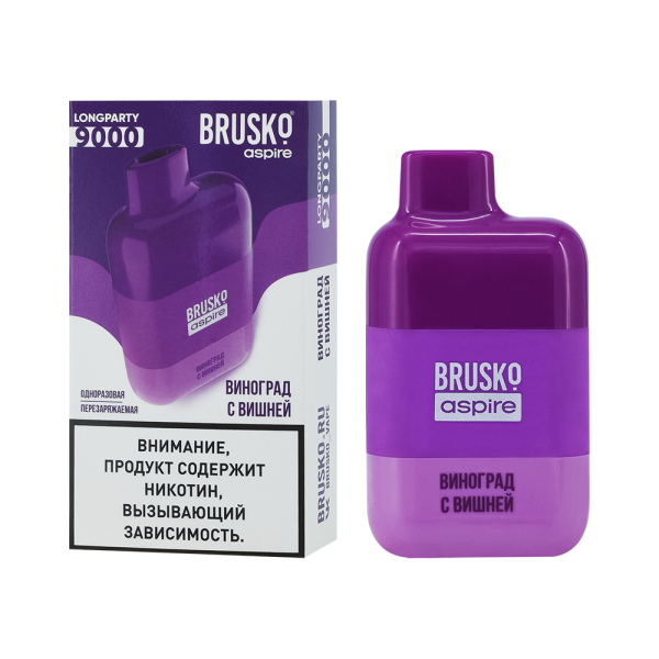 Электронка Brusko Longparty Виноград И Вишня (9000 Затяжек) в Магадане