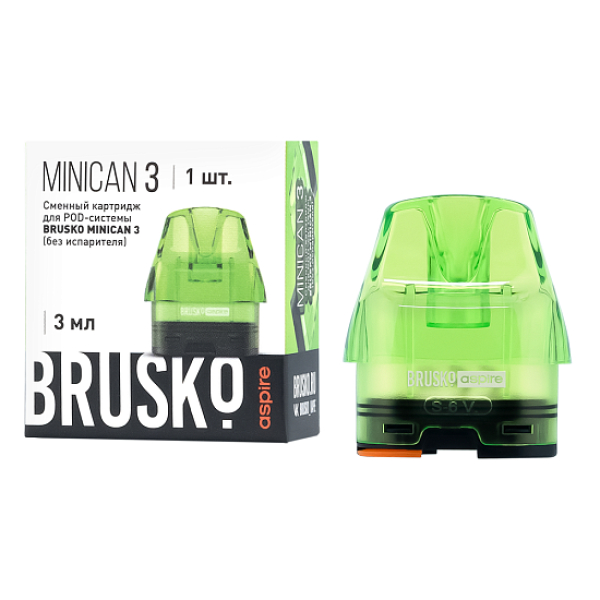 Сменный Картридж Brusko Minican 3, (Зелёный), 3 Мл, Упак. 1 Шт в Магадане