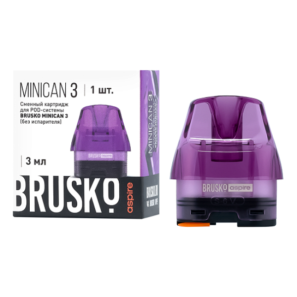 Сменный Картридж Brusko Minican 3, (Фиолетовый), 3 Мл, Упак. 1 Шт в Магадане