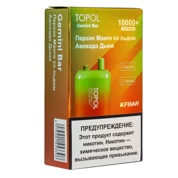 Электронка Topol Gemini Bar Peach Mango Ice | Avocado Melon 10000 тяг в Магадане