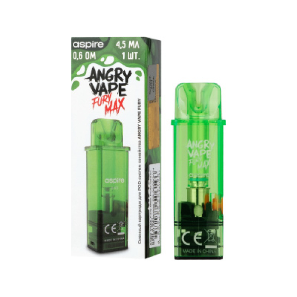Картридж Angry Vape Fury Max Зелёный 45 мл 0.6 Ом ( 1 шт.) в Магадане