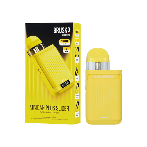 POD-система Brusko Minican      Plus Slider Жёлтый в Магадане